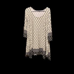 White Mark Black & Ivory Sheath Dress, 3/4 Sleeves & Pockets.  Size 2X